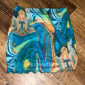 tie-dye mesh skirt